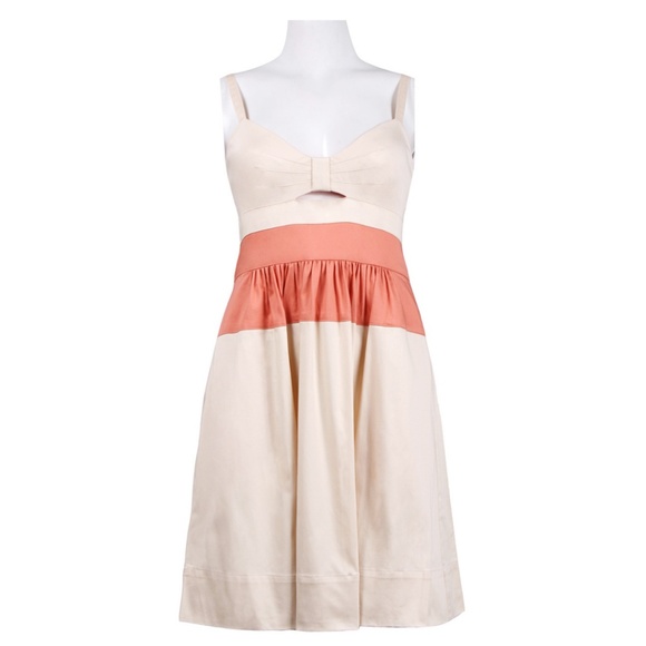 Coral & Beige/Blush Cotton Summer Dress (JS2P3659) - Picture 4 of 8